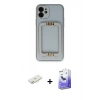 MARSİLYAN™- iPhone 12 Kılıf Kozmos Minimal Prime - Siyah Bilvis 5in1 5D Magic Hayalet Cam Ekran Koruyucu + Sarı Renkli Kamera Lens Koruma Cam