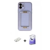 MARSİLYAN™- iPhone 12 Kılıf Kozmos Minimal Prime - Siyah Bilvis 5in1 5D Magic Hayalet Cam Ekran Koruyucu + Renkli Kamera Lens Koruma Cam - SI