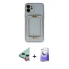 MARSİLYAN™- iPhone 12 Kılıf Kozmos Minimal Prime - Siyah Bilvis 5in1 5D Magic Hayalet Cam Ekran Koruyucu + Raze Metal Kamera Lens - KI