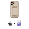 MARSİLYAN™- iPhone 12 Kılıf Kozmos Minimal Prime - Siyah Bilvis 5in1 5D Magic Hayalet Cam Ekran Koruyucu + Kamera Lens Koruma Cam - SF