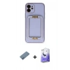 MARSİLYAN™- iPhone 12 Kılıf Kozmos Minimal Prime - Siyah Bilvis 5in1 5D Magic Hayalet Cam Ekran Koruyucu + Mavi Shine Kamera Lens Koruma Cam