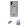 MARSİLYAN™- iPhone 12 Kılıf Kozmos Minimal Prime - Siyah Bilvis 5in1 5D Magic Hayalet Cam Ekran Koruyucu + Metal Kamera Lens Koruma Cam - GD