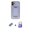 MARSİLYAN™- iPhone 12 Kılıf Kozmos Minimal Prime - Siyah Bilvis 5in1 5D Magic Hayalet Cam Ekran Koruyucu + Shine Kamera Lens Koruma Cam - SABE