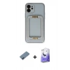 MARSİLYAN™- iPhone 12 Kılıf Kozmos Minimal Prime - Siyah Bilvis 5in1 5D Magic Hayalet Cam Ekran Koruyucu + Metal Kamera Lens Koruma Cam - MI