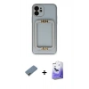 MARSİLYAN™- iPhone 12 Kılıf Kozmos Minimal Prime - Siyah Bilvis 5in1 5D Magic Hayalet Cam Ekran Koruyucu + Shine Kamera Lens Koruma Cam - GD