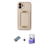 MARSİLYAN™- iPhone 12 Kılıf Kozmos Minimal Prime - Siyah Bilvis 5in1 5D Magic Hayalet Cam Ekran Koruyucu + Shine Kamera Lens Koruma Cam - GD