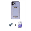 MARSİLYAN™- iPhone 12 Kılıf Kozmos Minimal Prime - Siyah Bilvis 5in1 5D Magic Hayalet Cam Ekran Koruyucu + Metal Kamera Lens Koruma Cam - MI