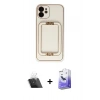 MARSİLYAN™- iPhone 12 Kılıf Kozmos Minimal Prime - Siyah Bilvis 5in1 5D Magic Hayalet Cam Ekran Koruyucu + Kamera Lens Koruma Cam - SF