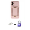 MARSİLYAN™- iPhone 12 Kılıf Kozmos Minimal Prime - Siyah Bilvis 5in1 5D Magic Hayalet Cam Ekran Koruyucu + Turuncu Renkli Kamera Lens Koruma Cam