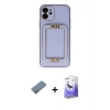MARSİLYAN™- iPhone 12 Kılıf Kozmos Minimal Prime - Siyah Bilvis 5in1 5D Magic Hayalet Cam Ekran Koruyucu + Shine Kamera Lens Koruma Cam - GI