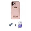 MARSİLYAN™- iPhone 12 Kılıf Kozmos Minimal Prime - Siyah Bilvis 5in1 5D Magic Hayalet Cam Ekran Koruyucu + Shine Kamera Lens Koruma Cam - GD