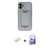MARSİLYAN™- iPhone 12 Kılıf Kozmos Minimal Prime - Siyah Bilvis 5in1 5D Magic Hayalet Cam Ekran Koruyucu + Renkli Kamera Lens Koruma Cam - SI