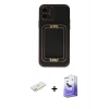 MARSİLYAN™- iPhone 12 Kılıf Kozmos Minimal Prime - Siyah Bilvis 5in1 5D Magic Hayalet Cam Ekran Koruyucu + Sarı Renkli Kamera Lens Koruma Cam