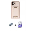 MARSİLYAN™- iPhone 12 Kılıf Kozmos Minimal Prime - Siyah Bilvis 5in1 5D Magic Hayalet Cam Ekran Koruyucu + Shine Kamera Lens Koruma Cam - GD
