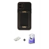MARSİLYAN™- iPhone 12 Kılıf Kozmos Minimal Prime - Siyah Bilvis 5in1 5D Magic Hayalet Cam Ekran Koruyucu + Renkli Kamera Lens Koruma Cam - SI