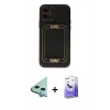 MARSİLYAN™- iPhone 12 Kılıf Kozmos Minimal Prime - Siyah Bilvis 5in1 5D Magic Hayalet Cam Ekran Koruyucu + Raze Metal Kamera Lens - MI
