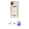 MARSİLYAN™- iPhone 12 Kılıf Kozmos Minimal Prime - Siyah Bilvis 5in1 5D Magic Hayalet Cam Ekran Koruyucu + Renkli Kamera Lens Koruma Cam - YL