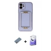MARSİLYAN™- iPhone 12 Kılıf Kozmos Minimal Prime - Siyah Bilvis 5in1 5D Magic Hayalet Cam Ekran Koruyucu + Metal Kamera Lens Koruma Cam - GD
