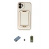 MARSİLYAN™- iPhone 12 Kılıf Kozmos Minimal Prime - Siyah Joko Magic 5D Hayalet Cam + Metal Kamera Lens Koruma Cam - GD