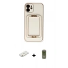 MARSİLYAN™- iPhone 12 Kılıf Kozmos Minimal Prime - Siyah Joko Magic 5D Hayalet Cam + Renkli Kamera Lens Koruma Cam - TU