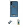 MARSİLYAN™- iPhone 12 Kılıf Kozmos Minimal Prime - Siyah Polymer Nano Ekran Koruyucu + Gold Shine Kamera Lens Koruma Cam