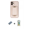 MARSİLYAN™- iPhone 12 Kılıf Kozmos Minimal Prime - Siyah Polymer Nano Ekran Koruyucu + Shine Kamera Lens Koruma Cam - GS