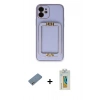 MARSİLYAN™- iPhone 12 Kılıf Kozmos Minimal Prime - Siyah Polymer Nano Ekran Koruyucu + Shine Kamera Lens Koruma Cam - GS