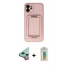MARSİLYAN™- iPhone 12 Kılıf Kozmos Minimal Prime - Siyah Polymer Nano Ekran Koruyucu + Raze Metal Kamera Lens - KI