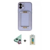 MARSİLYAN™- iPhone 12 Kılıf Kozmos Minimal Prime - Siyah Polymer Nano Ekran Koruyucu + Raze Metal Kamera Lens - KI