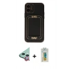 MARSİLYAN™- iPhone 12 Kılıf Kozmos Minimal Prime - Siyah Polymer Nano Ekran Koruyucu + Raze Metal Kamera Lens - KI