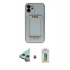 MARSİLYAN™- iPhone 12 Kılıf Kozmos Minimal Prime - Siyah Polymer Nano Ekran Koruyucu + Raze Metal Kamera Lens - KI
