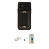MARSİLYAN™- iPhone 12 Kılıf Kozmos Minimal Prime - Siyah Polymer Nano Ekran Koruyucu + Renkli Kamera Lens Koruma Cam - PE