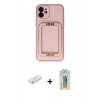 MARSİLYAN™- iPhone 12 Kılıf Kozmos Minimal Prime - Siyah Polymer Nano Ekran Koruyucu + Renkli Kamera Lens Koruma Cam - SI
