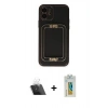 MARSİLYAN™- iPhone 12 Kılıf Kozmos Minimal Prime - Siyah Polymer Nano Ekran Koruyucu + Kamera Lens Koruma Cam - SF