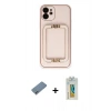 MARSİLYAN™- iPhone 12 Kılıf Kozmos Minimal Prime - Siyah Polymer Nano Ekran Koruyucu + Shine Kamera Lens Koruma Cam - SABE