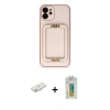 MARSİLYAN™- iPhone 12 Kılıf Kozmos Minimal Prime - Siyah Polymer Nano Ekran Koruyucu + Renkli Kamera Lens Koruma Cam - YL