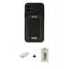 MARSİLYAN™- iPhone 12 Kılıf Kozmos Minimal Prime - Siyah Polymer Nano Ekran Koruyucu + Renkli Kamera Lens Koruma Cam - YL
