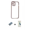 MARSİLYAN™- iPhone 12 Kılıf Nova Asil Özel Seri - Şeffaf Pasifik Cam Ekran Koruyucu + Shine Kamera Lens Koruma Cam - GS