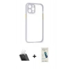 MARSİLYAN™- iPhone 12 Kılıf Nova Asil Özel Seri - Şeffaf Pasifik Cam Ekran Koruyucu + Kamera Lens Koruma Cam - SF
