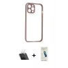 MARSİLYAN™- iPhone 12 Kılıf Nova Asil Özel Seri - Şeffaf Pasifik Cam Ekran Koruyucu + Kamera Lens Koruma Cam - SF