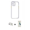 MARSİLYAN™- iPhone 12 Kılıf Nova Asil Özel Seri - Şeffaf Pasifik Cam Ekran Koruyucu + Rainbow Kamera Lens Koruma Cam - MR