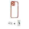 MARSİLYAN™- iPhone 12 Kılıf Nova Asil Özel Seri - Şeffaf Pasifik Cam Ekran Koruyucu + Rainbow Kamera Lens Koruma Cam - YL