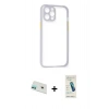 MARSİLYAN™- iPhone 12 Kılıf Nova Asil Özel Seri - Şeffaf Pasifik Cam Ekran Koruyucu + Rainbow Kamera Lens Koruma Cam - YL