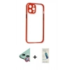 MARSİLYAN™- iPhone 12 Kılıf Nova Asil Özel Seri - Şeffaf Pasifik Cam Ekran Koruyucu + Raze Metal Kamera Lens - KI