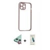MARSİLYAN™- iPhone 12 Kılıf Nova Asil Özel Seri - Şeffaf Pasifik Cam Ekran Koruyucu + Raze Metal Kamera Lens - KI