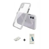 MARSİLYAN™- iPhone 12 Kılıf Nova Asil Özel Seri - Şeffaf Pasifik Cam Ekran Koruyucu + Sarı Renkli Kamera Lens Koruma Cam