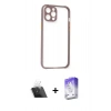 MARSİLYAN™- iPhone 12 Kılıf Nova Asil Özel Seri - Siyah Bilvis 5in1 3D Magic Cam Ekran Koruyucu + Kamera Lens Koruma Cam - SF