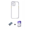 MARSİLYAN™- iPhone 12 Kılıf Nova Asil Özel Seri - Siyah Bilvis 5in1 3D Magic Cam Ekran Koruyucu + Metal Kamera Lens Koruma Cam - KI
