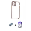 MARSİLYAN™- iPhone 12 Kılıf Nova Asil Özel Seri - Siyah Bilvis 5in1 3D Magic Cam Ekran Koruyucu + Metal Kamera Lens Koruma Cam - GD