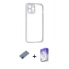 MARSİLYAN™- iPhone 12 Kılıf Nova Asil Özel Seri - Siyah Bilvis 5in1 3D Magic Cam Ekran Koruyucu + Metal Kamera Lens Koruma Cam - MI